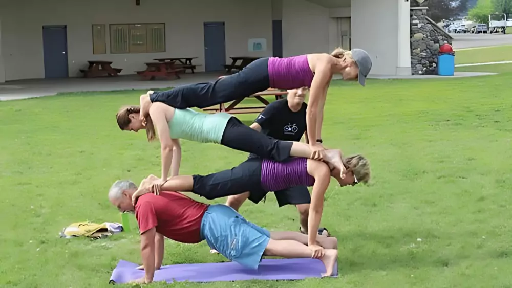 Four-Person Plank Yoga Pose